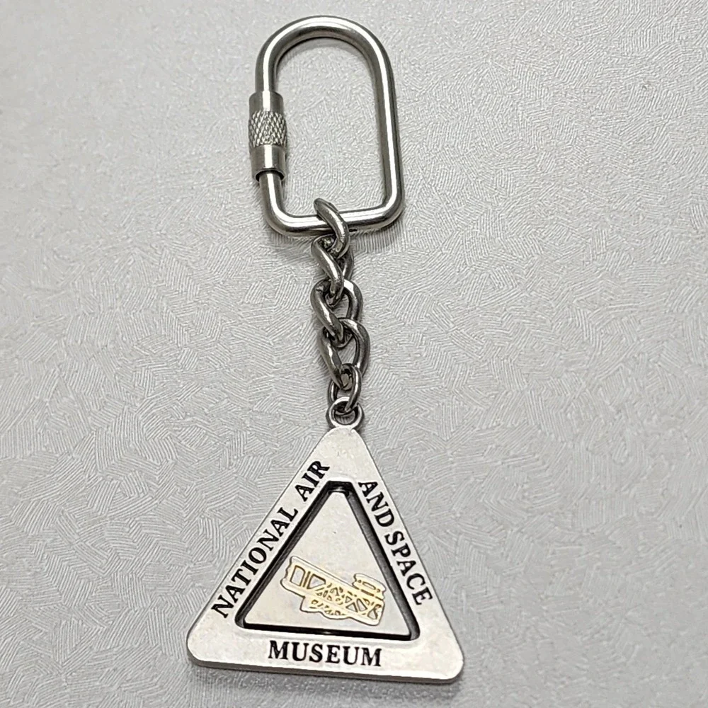 Vintage National Air & Space Museum Spinning Keychain Center Collectible Silver
